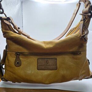 Aunts & Uncles Leather Hobo Bag Shoulder and Crossbody Straps Adjustable Golden